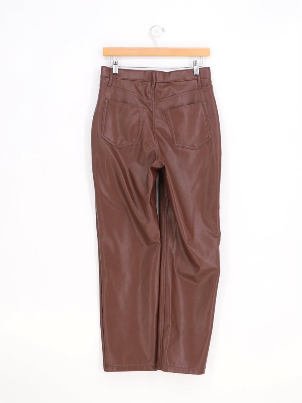 ABERCROMBIE & FITCH Criss-Cross Waist Vegan Leather 90s Straight Pant Size 27 - Picture 2 of 9